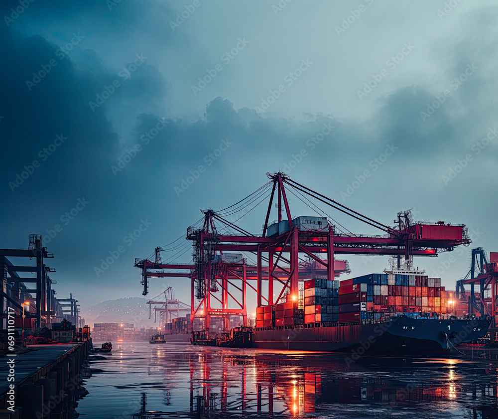 background, logistic, shipping, transportation, cargo, trade, transport, export, import, commerce. the most global shipping operations ship boat cargo container and crane on ocean background. background, logistic, shipping, transportation, cargo, trade, transport, export, import, commerce. the most global shipping operations ship boat cargo container and crane on ocean background.