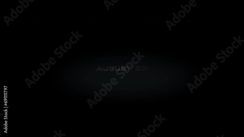 August 25 3D title metal text on black alpha channel background photo