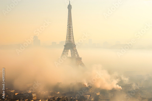 Catastrophical vision of Paris after explosions and destruction
