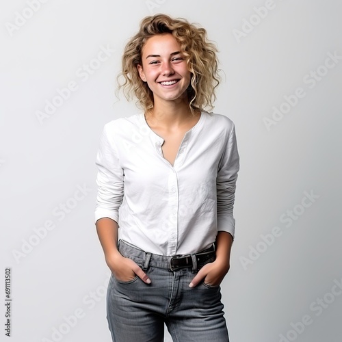 smiling young woman in casu...