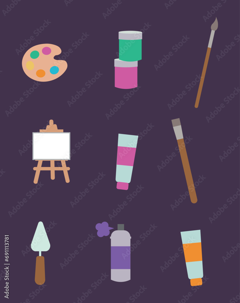 Painting Artistic Inspiration Illustration Set Painting Artistic Inspiration Illustration Set