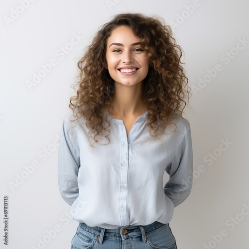 smiling young woman in casu...