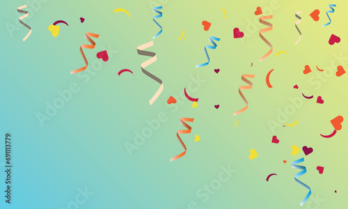 Set of different serpentine shapes. Serpentine, hearts, waves and other shapes against a background of a gradient of blue and yellow colors. Vector illustration EPS10.
