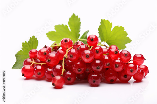 Redcurrant fruits on white background