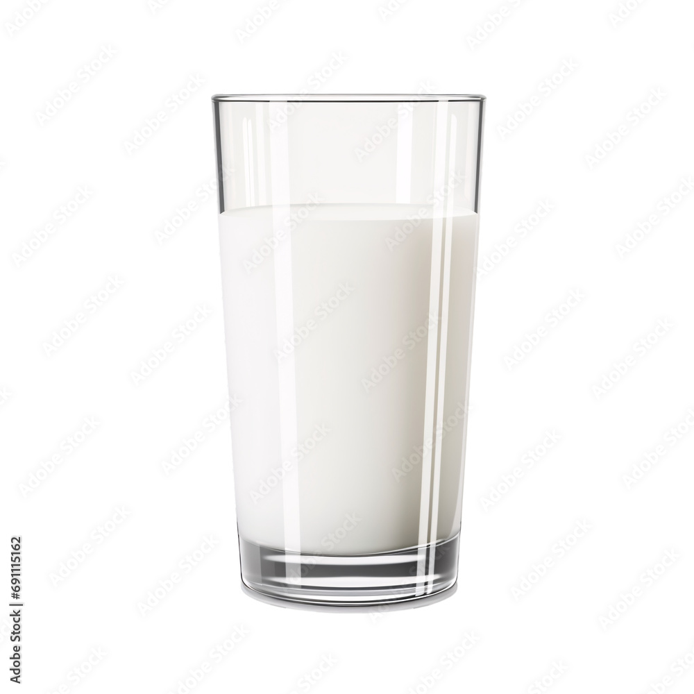 A realistic glass of milk full of nutrition isolated on a white background A realistic glass of milk full of nutrition isolated on a white background