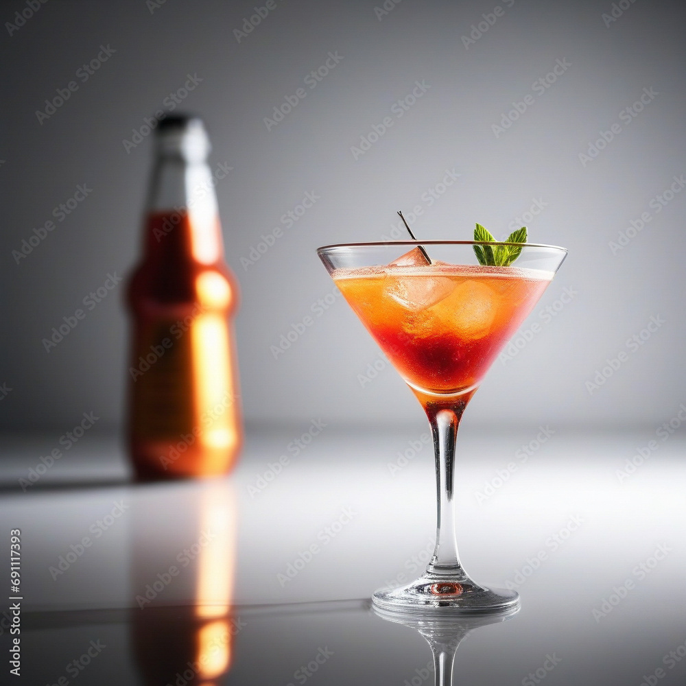 cocktail dramatic studio lighting on a reflective white surface. ai generative cocktail dramatic studio lighting on a reflective white surface. ai generative