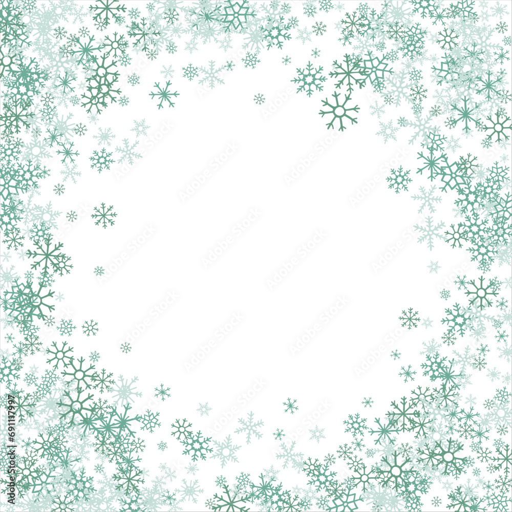 winter snow with blue snowflakes on a white background. Festive Christmas banner, New Year card. Symbols of frosty winter. Vector illustration. winter snow with blue snowflakes on a white background. Festive Christmas banner, New Year card. Symbols of frosty winter. Vector illustration.