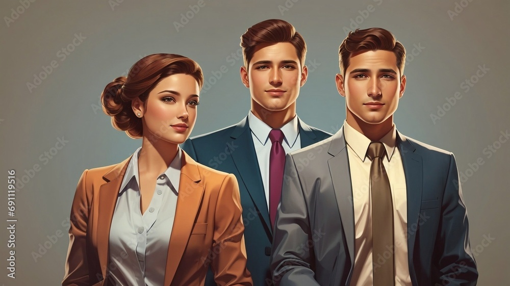 Portrait of people. Businessmen team illustration Portrait of people. Businessmen team illustration