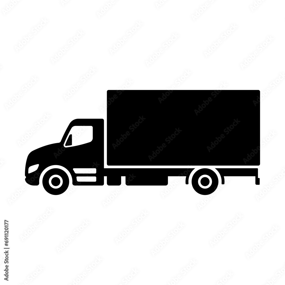 Truck icon. Van. Black silhouette. Side view. Vector simple flat graphic illustration. Isolated object on a white background. Isolate.