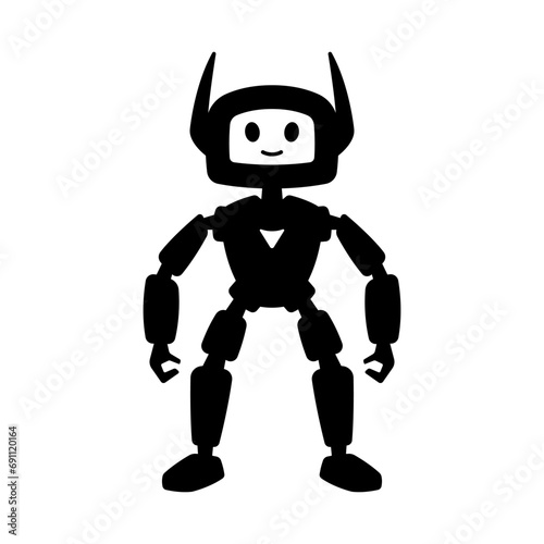 Robot icon. Character, hero. Black silhouette. Front view. Vector simple flat graphic illustration. Isolated object on a white background. Isolate.