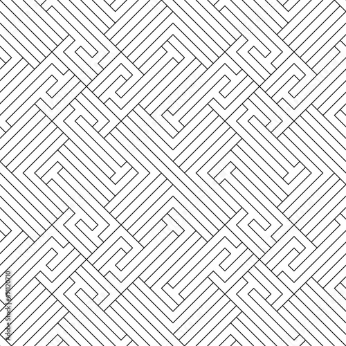 Vector seamless pattern. Modern stylish texture. Monochrome, linear abstract background.