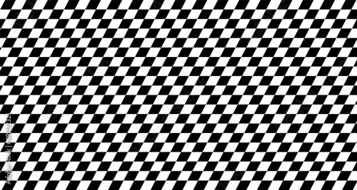 Black and white checker banner pattern, inclined race flag background, checkered flag, car racing sport, checkerboard, mosaic floor tile, grid with geometric square shape – vector photo