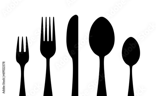 Fork, spoon and knife icons sign - vector