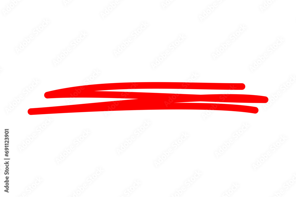 Underlining with a red line, crossing out red line - stock vector Underlining with a red line, crossing out red line - stock vector