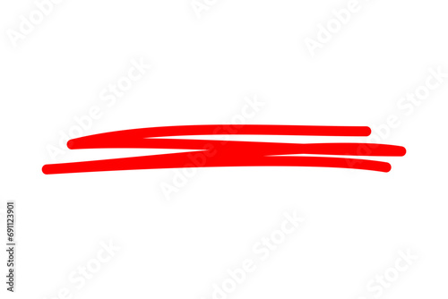 Underlining with a red line, crossing out red line - stock vector
