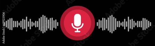 Recording voice message sign, virtual voice assistant, AI voice recognition technology, recording conversation, voice search - stock vector