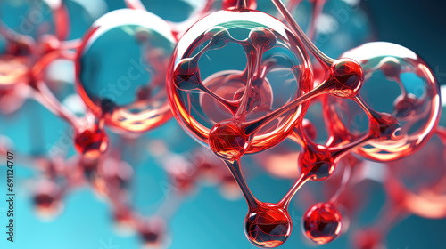 Macro wallpaper with pink Ionized H2O water molecules, electrolysed, microscopic composition. 3d render style, science and chemistry, moisturizing and hydration.