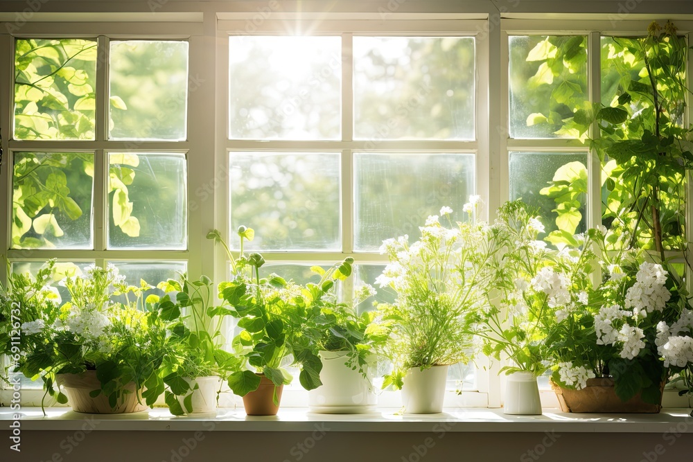 window sill garden with various plants