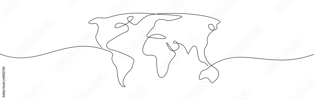 Earth Day concept, world map line continuous, world map one line icon – stock vector Earth Day concept, world map line continuous, world map one line icon – stock vector