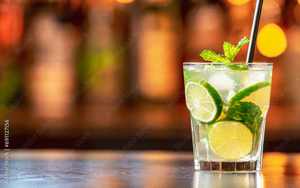 Fresh Mojito placed on the bar Fresh Mojito placed on the bar