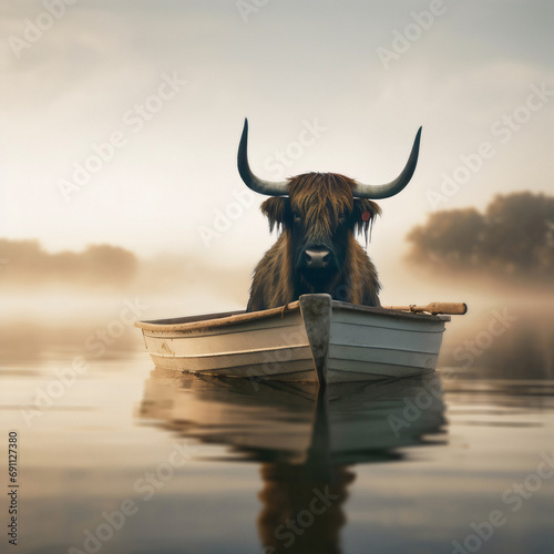 animali in barca photo