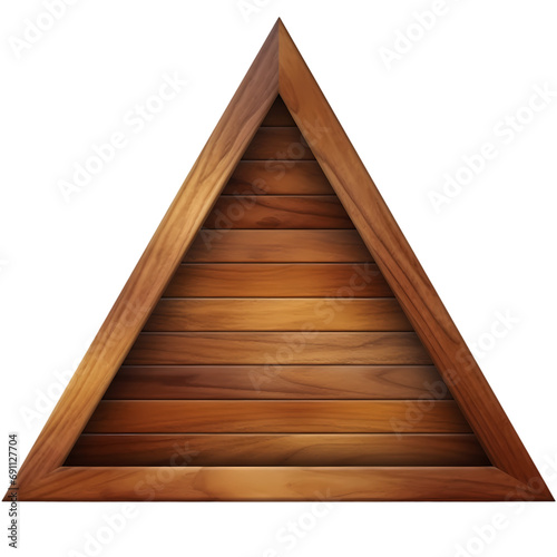 Triangular wooden signboard isolated on transparent background