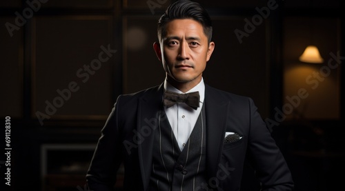 asian business man at restaurant