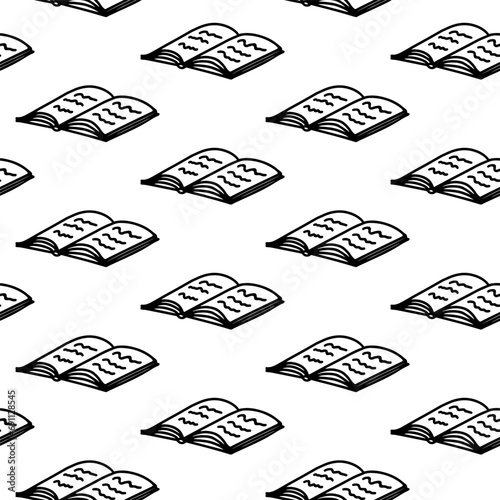 Hand drawn notebook seamless pattern. Doodle outline pattern with notebook. Scribble notebook wrapper, wallpaper for school design, textiles, decoration, drawing. Adult, kids notebook coloring page