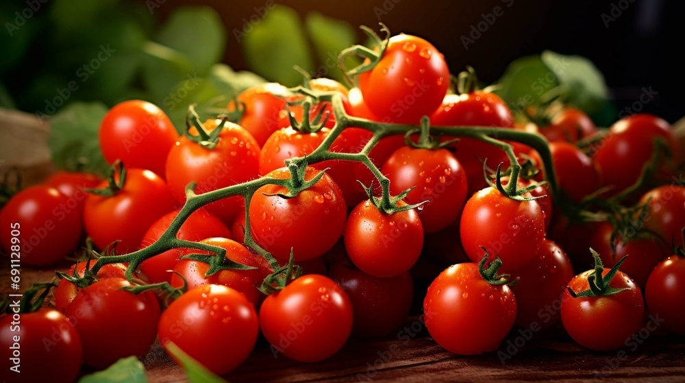 Beautiful small cherry fresh tomatoes.