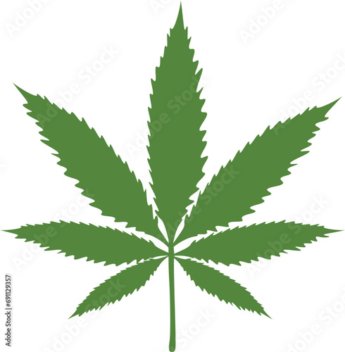a marijuana leaf, shown in silhouette isolated on white background