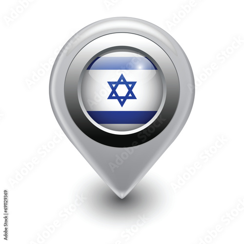 the israeli flag painted on a map marker in the colors of blue and white