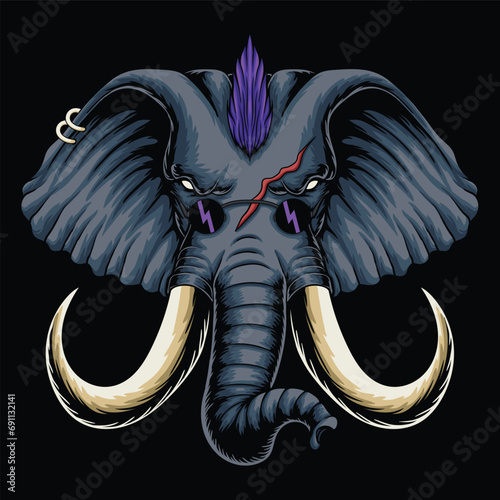 Elephant punk hair style vector illustration for your company or brand