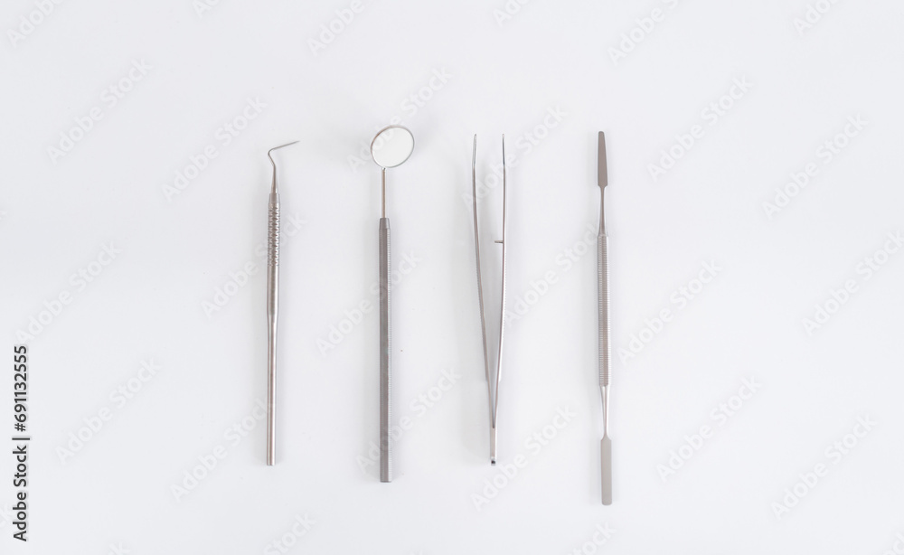 Medical dental tools. White background hospital instruments. Medical dental tools. White background hospital instruments.