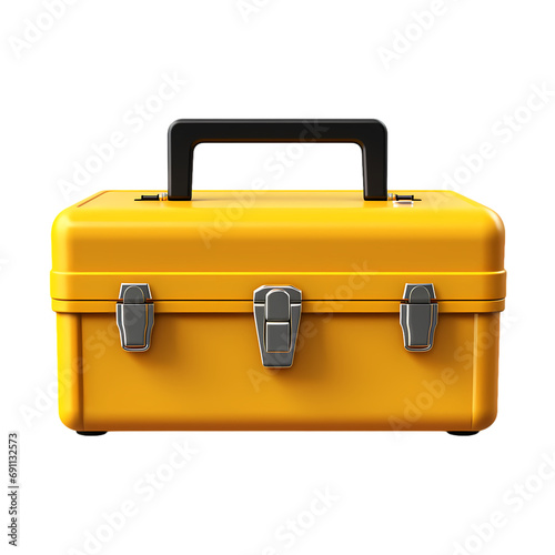 Yellow rectangular toolbox isolated on transparent background