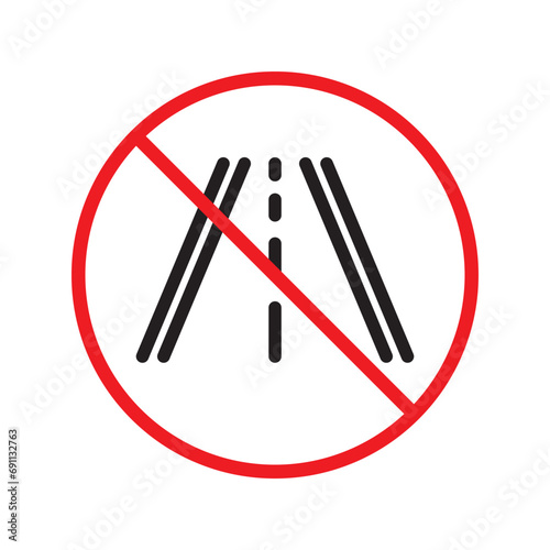 Forbidden road icon. No pass vector icon. No access pictogram. Prohibited road sign vector icon. Warning  danger  caution  attention  restriction. No way flat pictogram. Do not enter. Danger turn icon