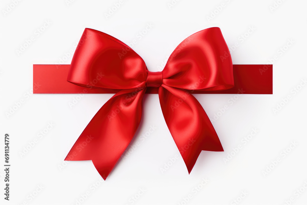 A red ribbon on a white backround