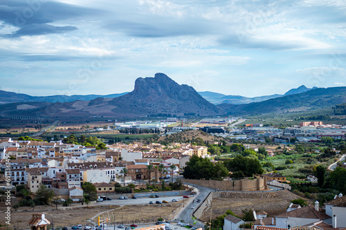 Panoramic view of the historical Andalusian city in Antequera, Spain