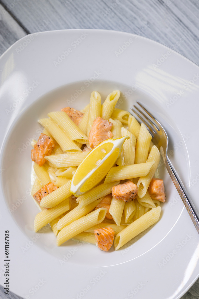 pasta penne with salmon and lemon sauce pasta penne with salmon and lemon sauce