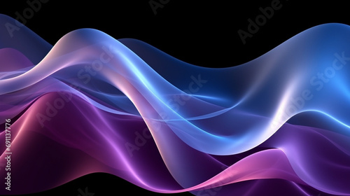 Purple blue abstract color gradient on black background created with Generative Ai