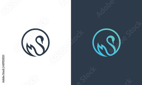 goose icon line style logo design vector