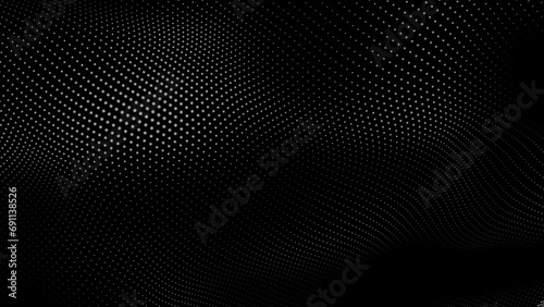 Dot white black wave technology texture background. Abstract big data digital concept. 3d rendering.