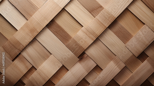 Seamless square grid wood lattice texture isolated on transparent background created with Generative Ai photo