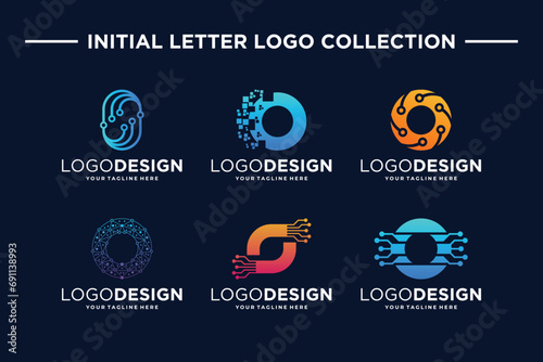 Collection of letter O digital technology logo designs.