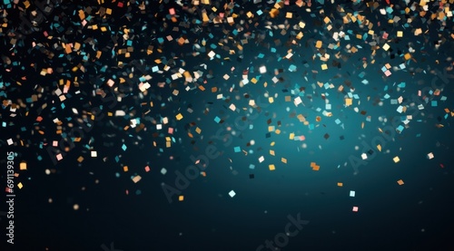 colorful confetti falling away with a dark black background