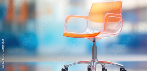 colorful office chair isolated on plexi glass desk orange desk chair photo