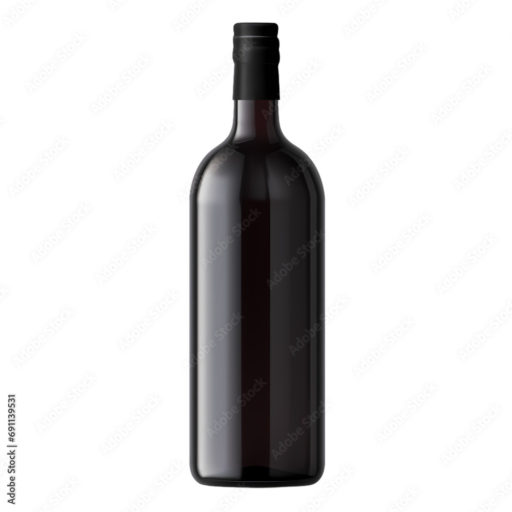 Black wine bottle isolated on transparent background Black wine bottle isolated on transparent background