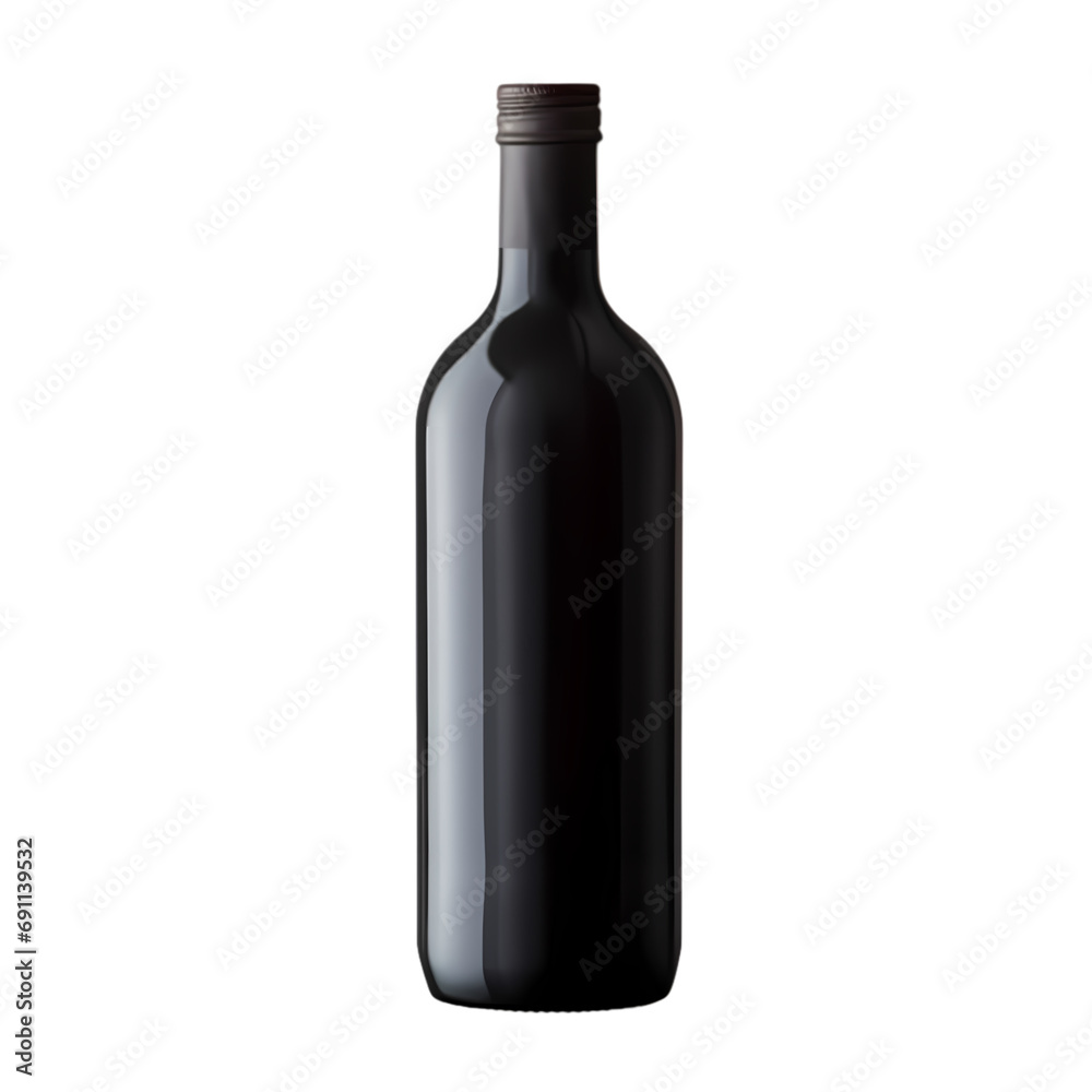 Black wine bottle isolated on transparent background Black wine bottle isolated on transparent background