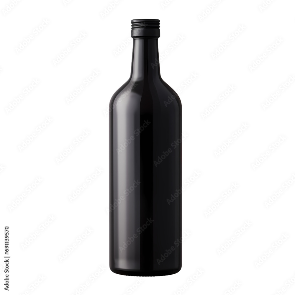 Black wine bottle isolated on transparent background Black wine bottle isolated on transparent background