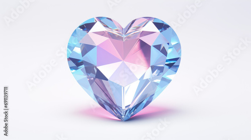 A 3d heart icon, 3d icon, crystal glass material on white background photo