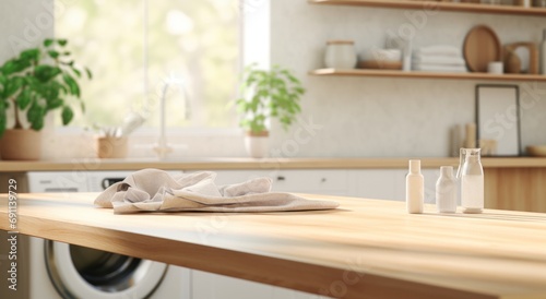 folding on wooden countertop at home